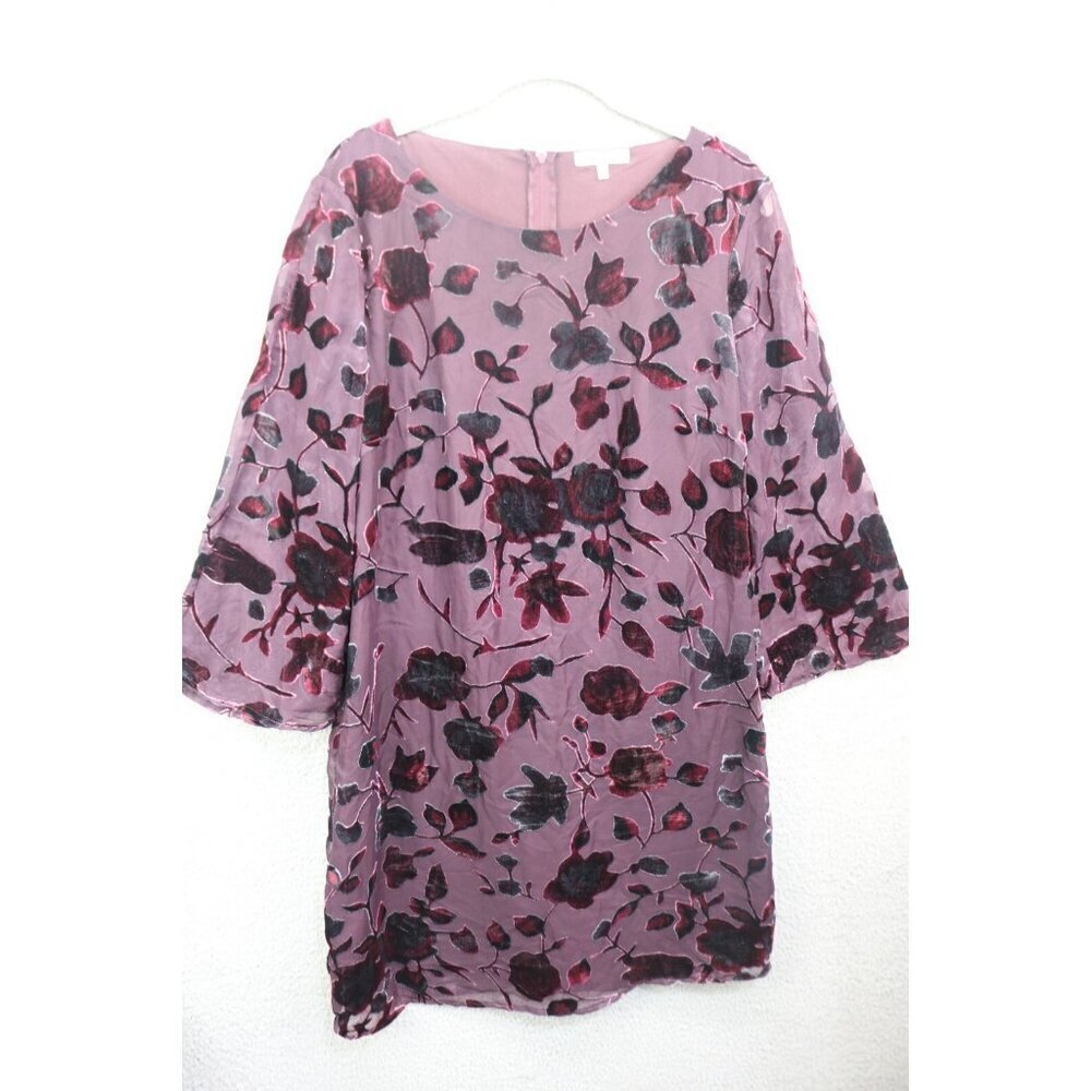 Halo 3/4 Bell Sleeve Velvet Burnout Dress-Size Large-Whimsigoth